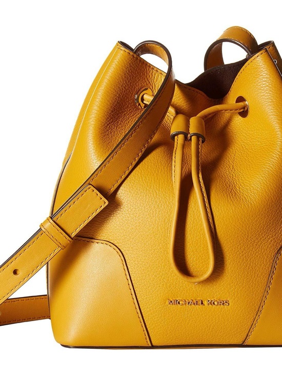 Michael Kors Handbags - Michael Kors Cary Bucket Bag- Marigold in Pebbled Leather Drawstring Hobo
NWOT
